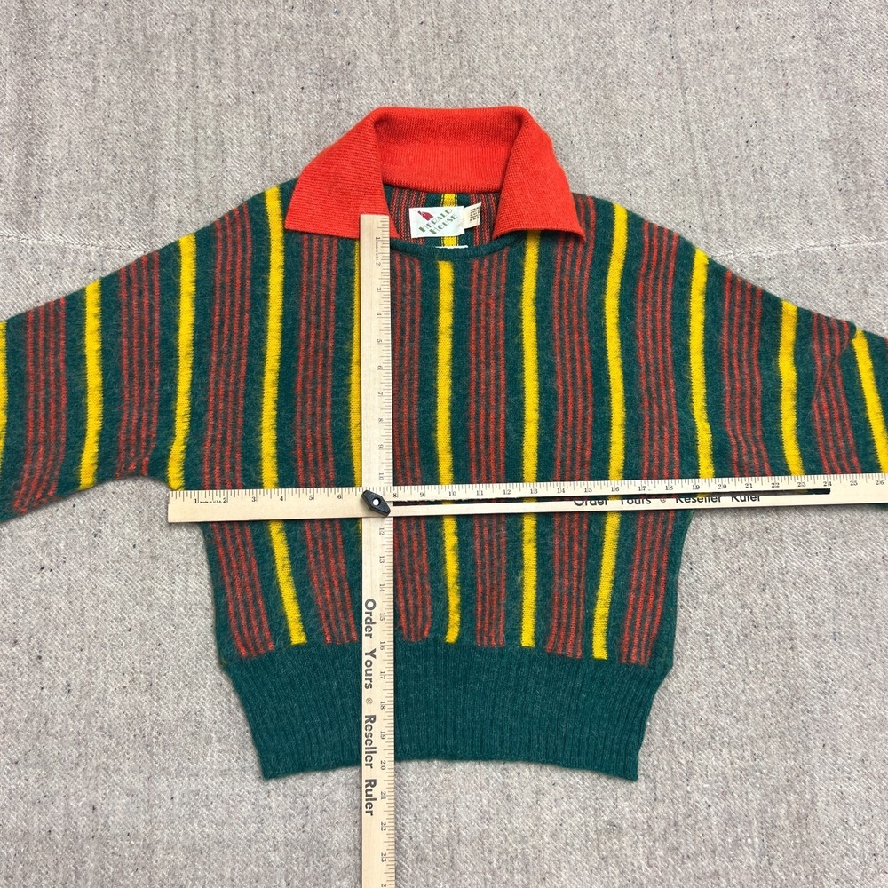 Vintage Herald House Sweater Small Green 1970s Striped Collared‎ - Picture 5 of 8
